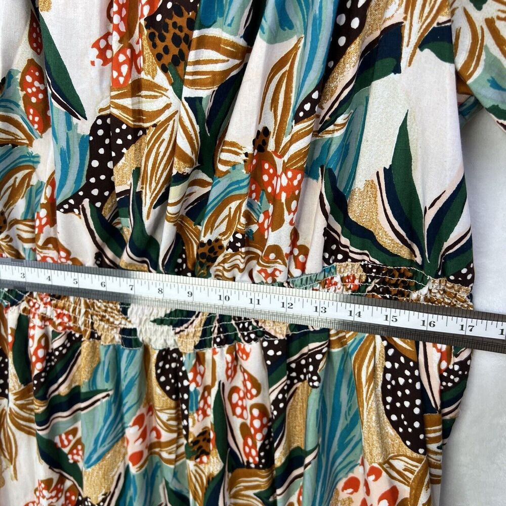 Floral 3X Maxi Tiered Cottage Feminine Puffy Sleeves Off Shoulder Long Dress - Picture 14 of 15